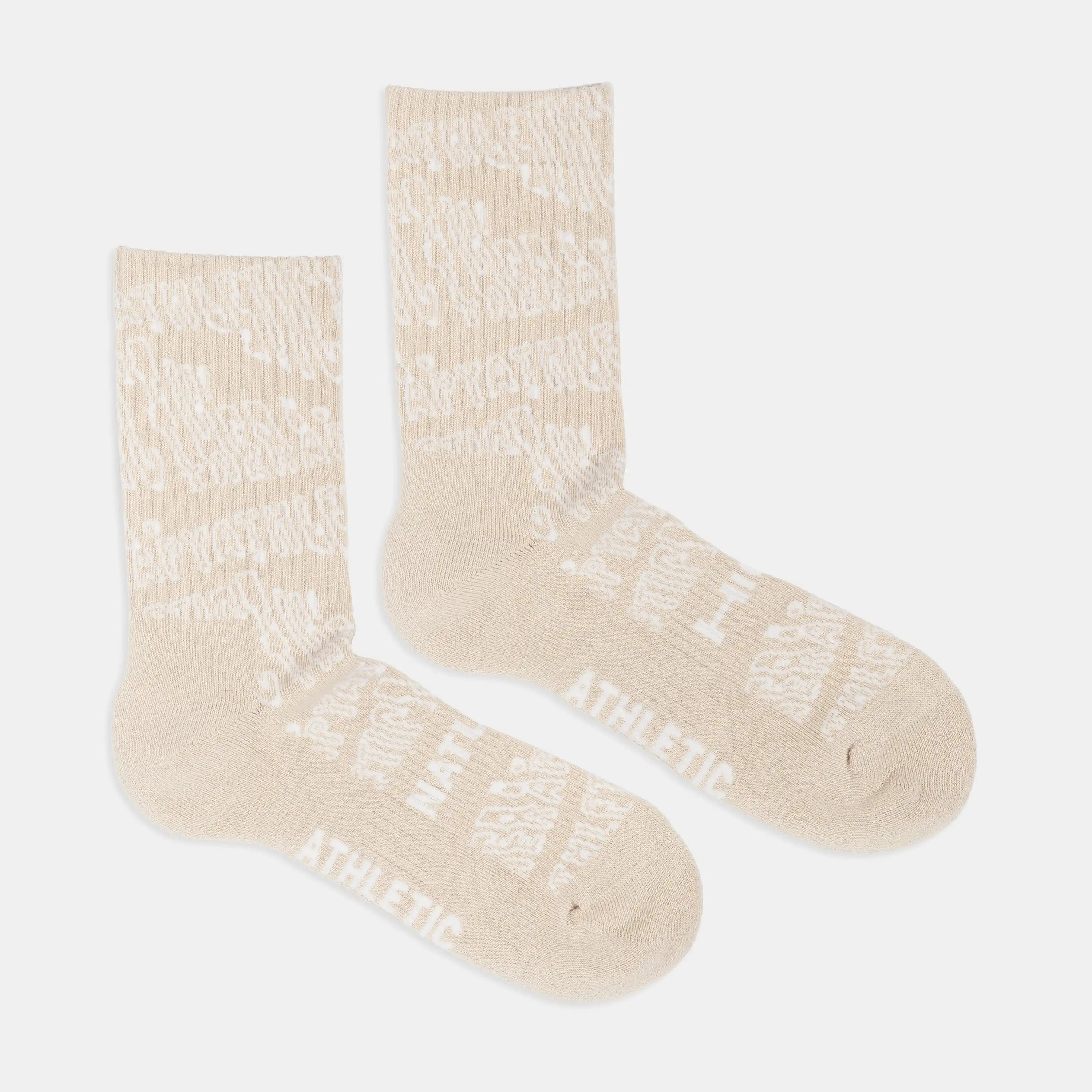 ATHLETIC THERAPY beige tennis socks – organic cotton, unisex, one size 37–43