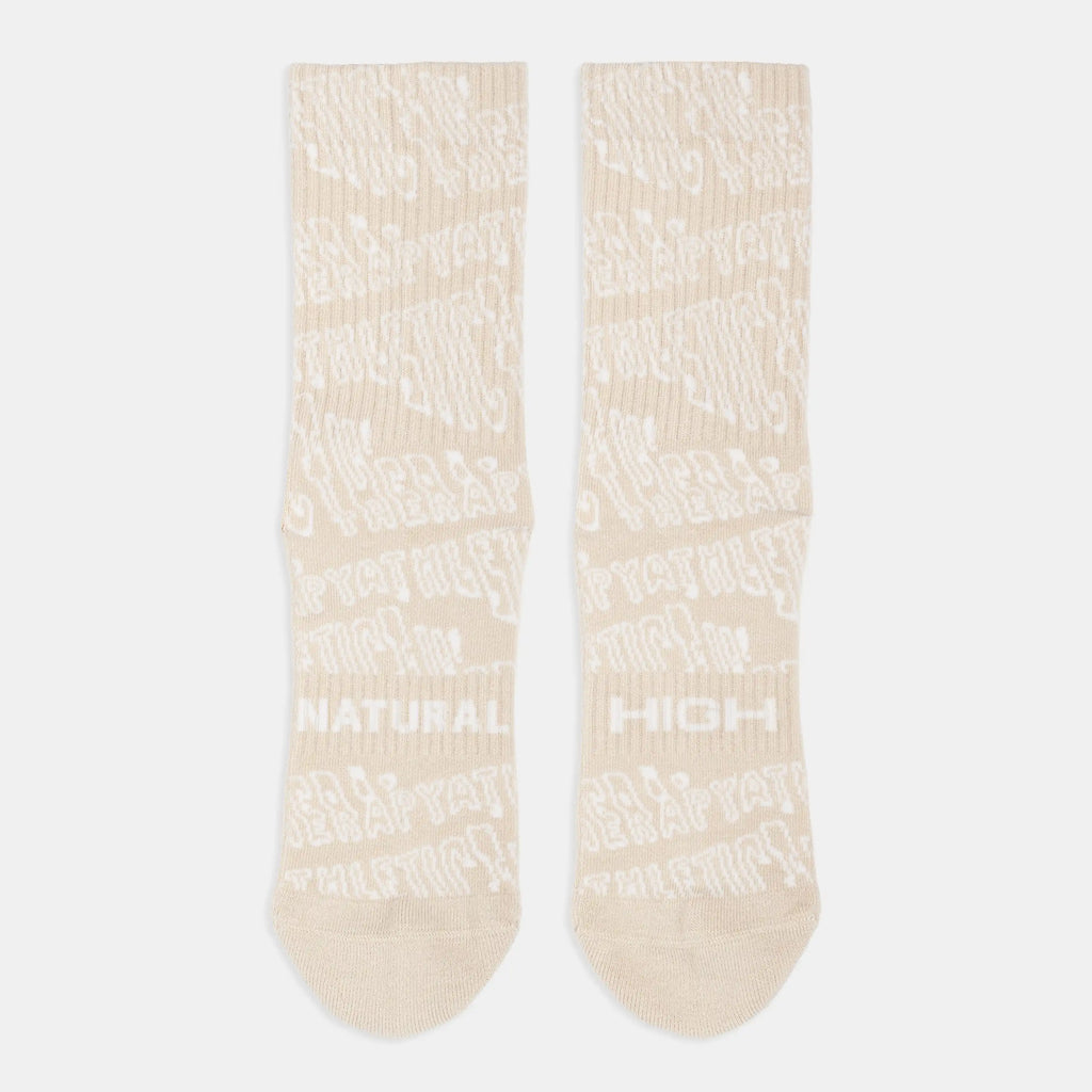 ATHLETIC THERAPY beige tennis socks – organic cotton, unisex, one size 37–43