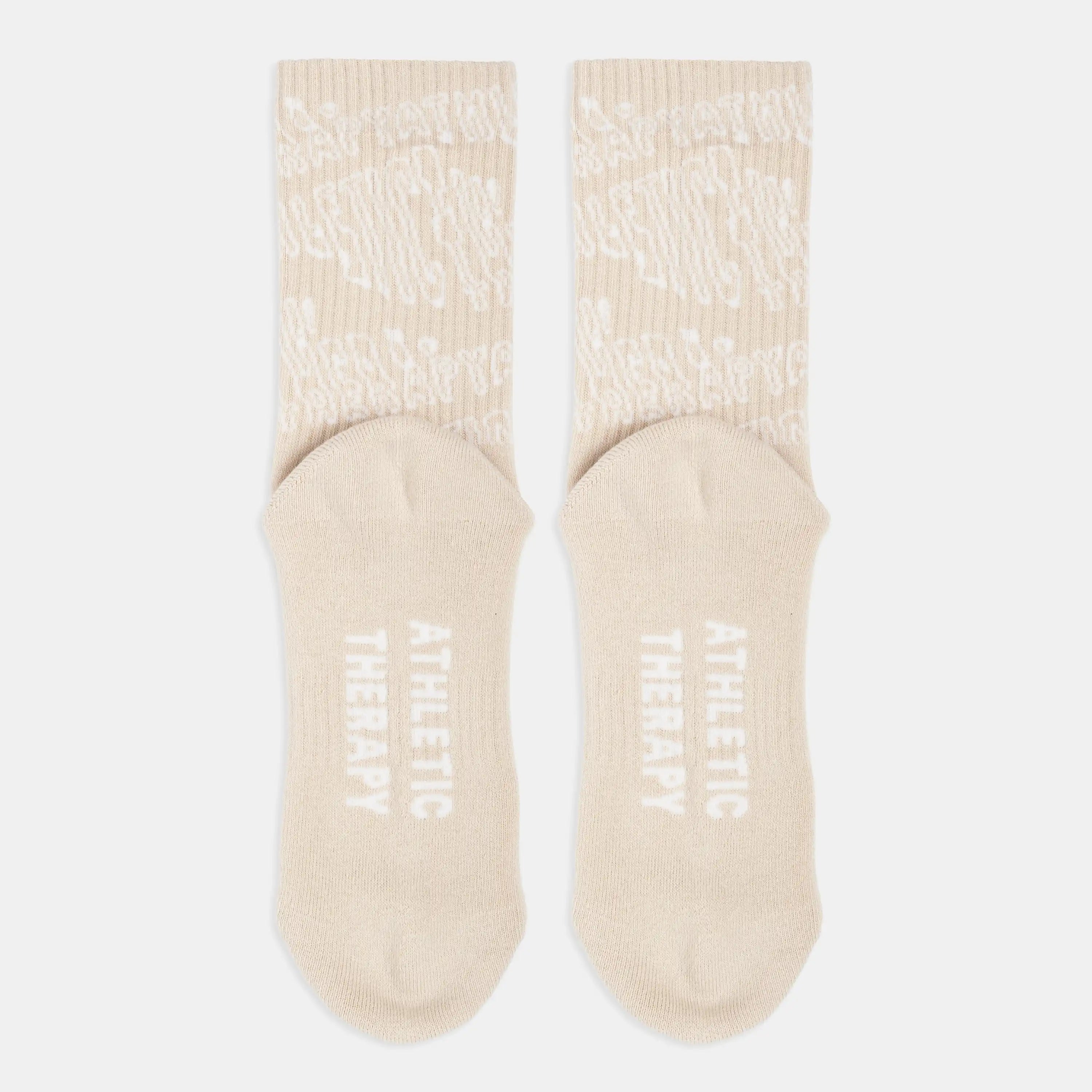 ATHLETIC THERAPY beige tennis socks – organic cotton, unisex, one size 37–43