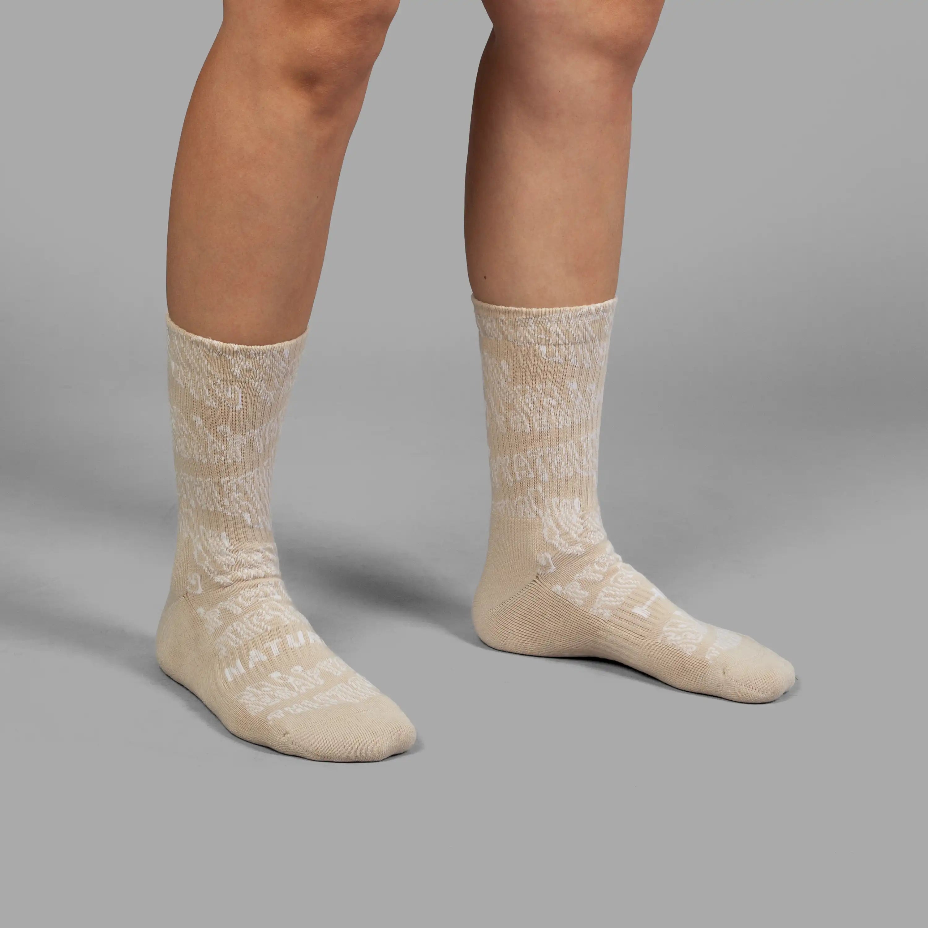 ATHLETIC THERAPY beige tennis socks – organic cotton, unisex, one size 37–43