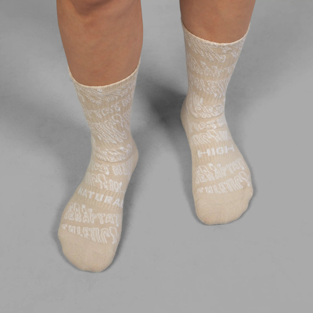ATHLETIC THERAPY beige tennis socks – organic cotton, unisex, one size 37–43
