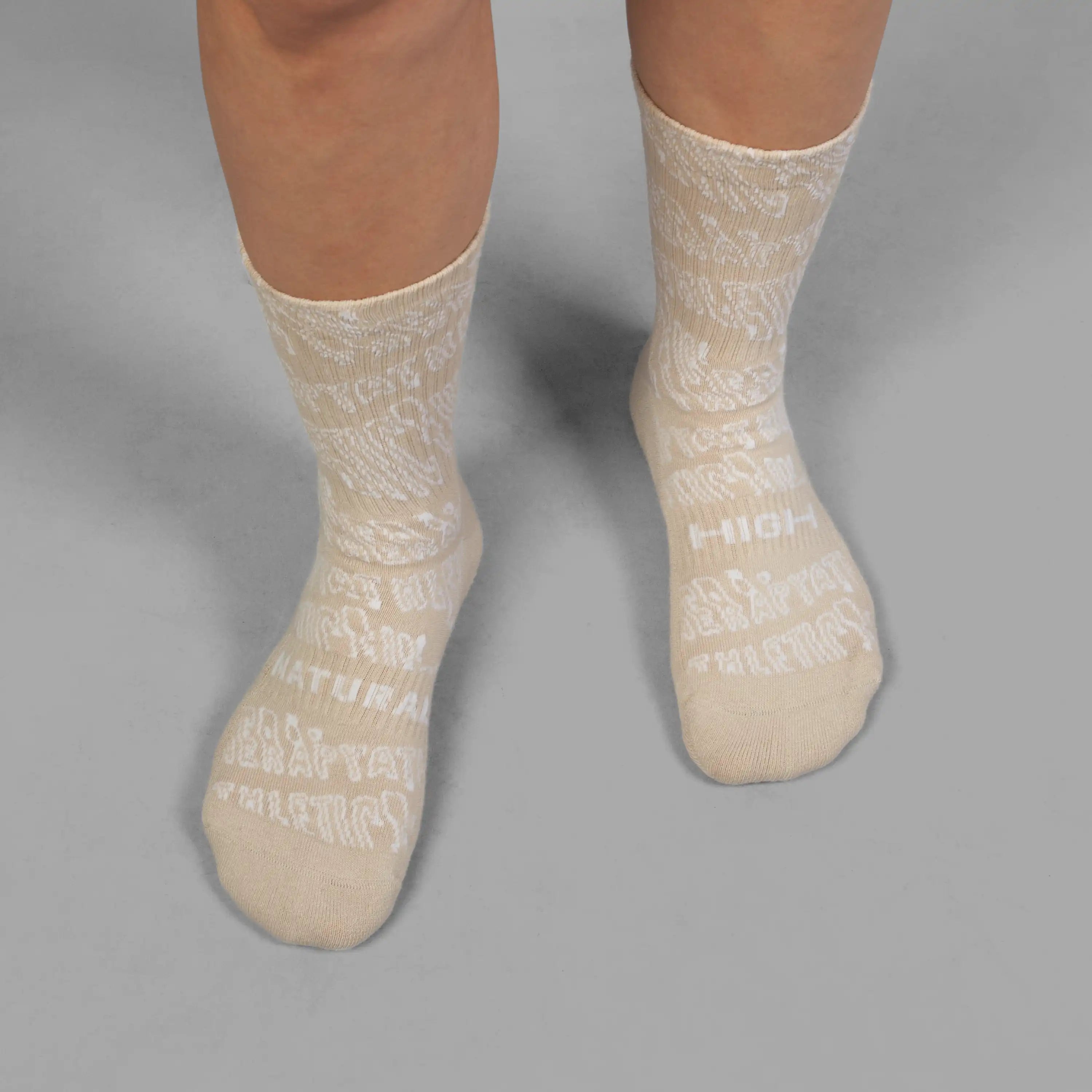 ATHLETIC THERAPY beige tennis socks – organic cotton, unisex, one size 37–43