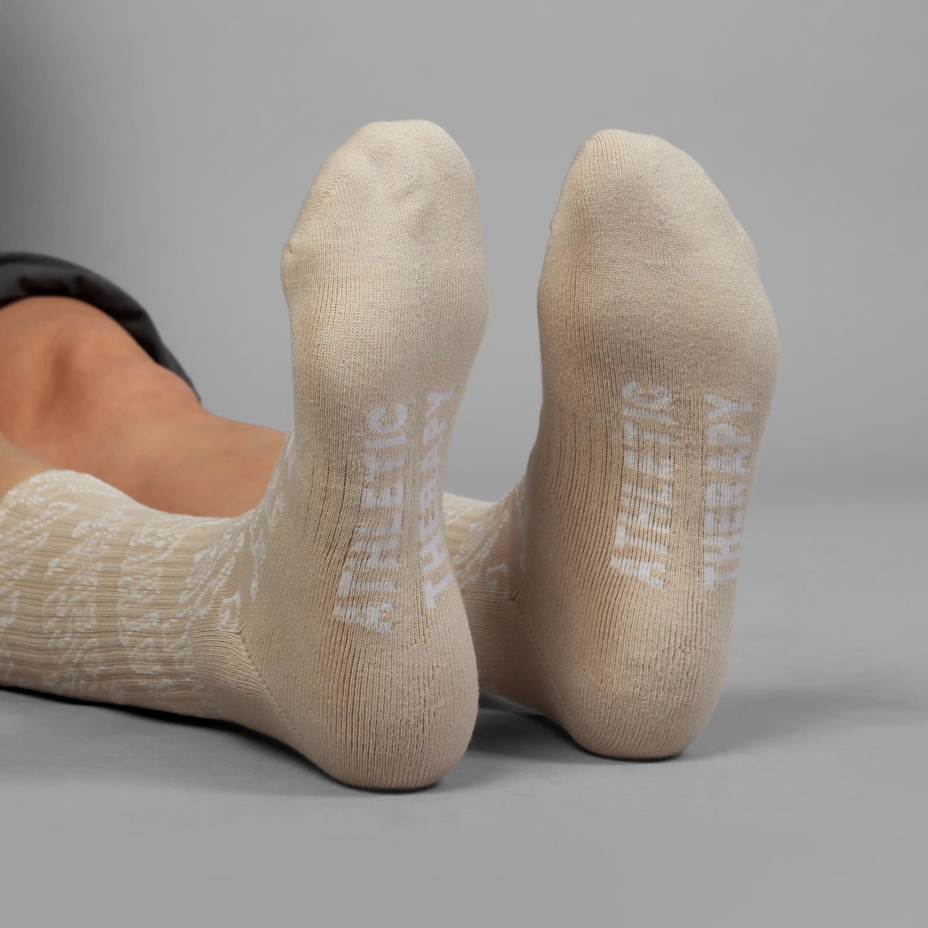 ATHLETIC THERAPY beige tennis socks – organic cotton, unisex, one size 37–43