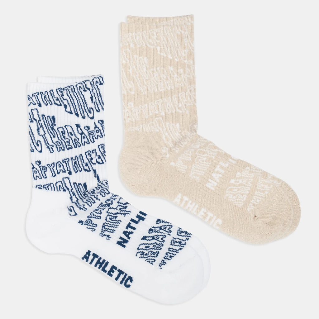 ATHLETIC THERAPY beige and white tennis socks 2-pack – organic cotton, one size 37–43