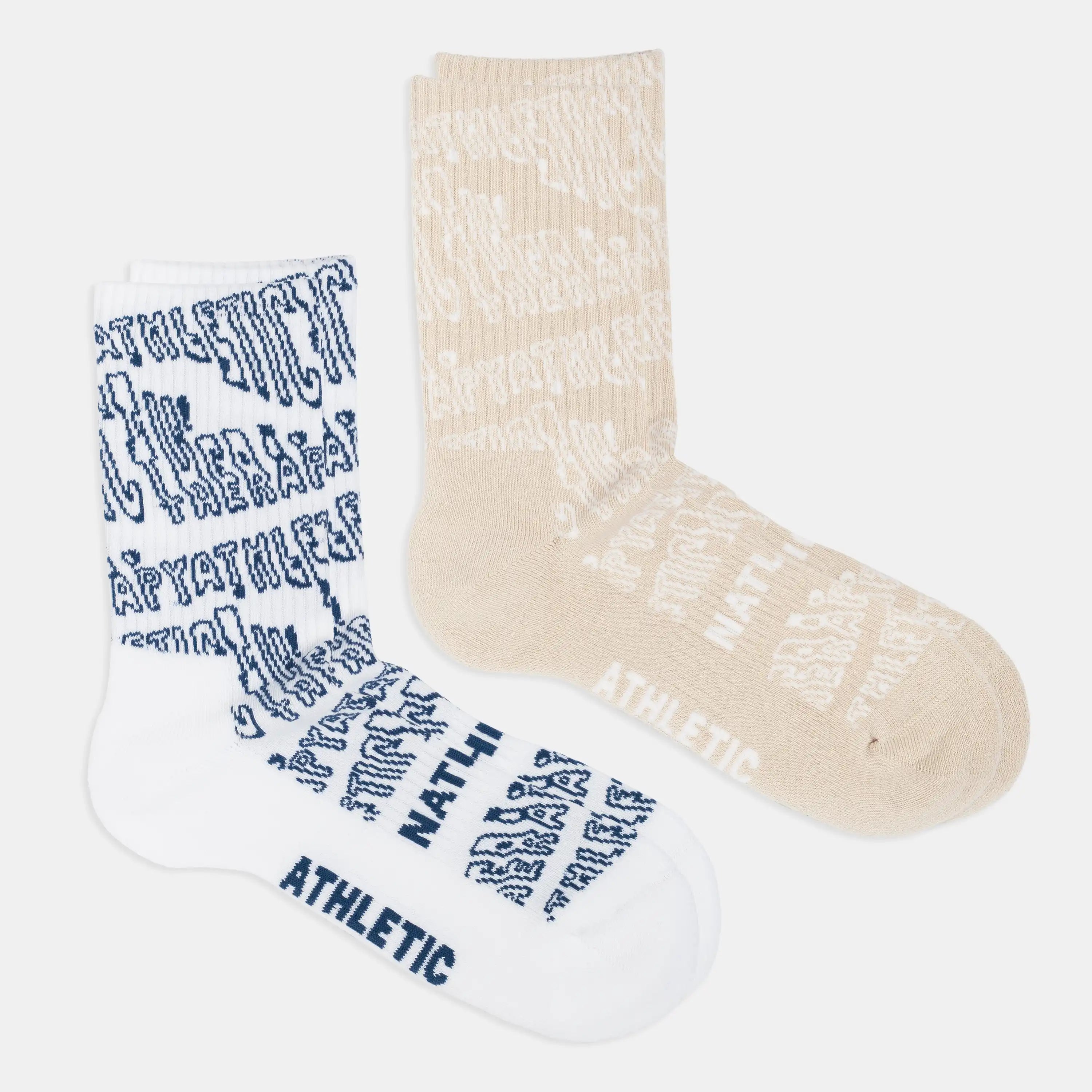 ATHLETIC THERAPY beige and white tennis socks 2-pack – organic cotton, one size 37–43
