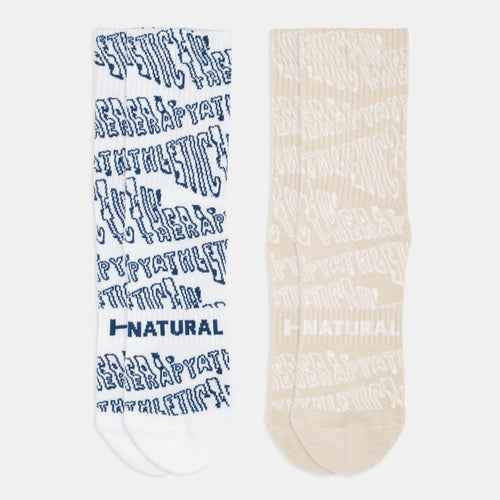 ATHLETIC THERAPY beige and white tennis socks 2-pack – organic cotton, one size 37–43